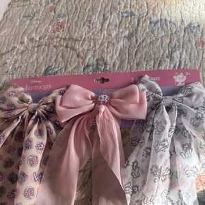 Disney Aristocats Hair Bows Set -Pink, White, Cream (FREE Mickey pink ears incl)
